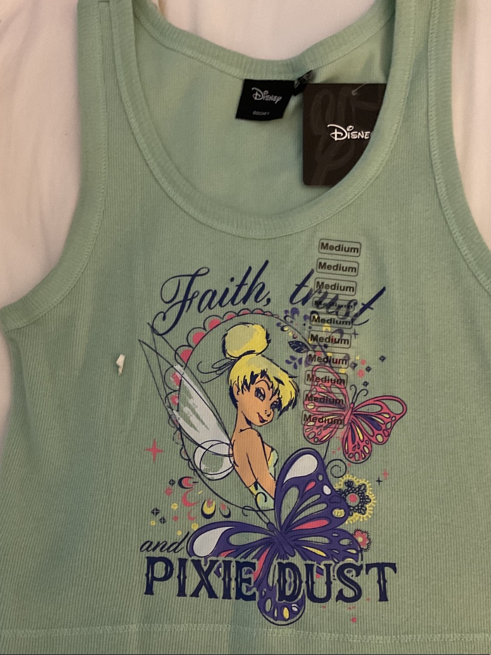 Disney Mint Green Tinker Bell Tank Top with Purple & Pink Accents